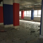 Blik in de gang van gebouw BF (hier zaten de biljarters)